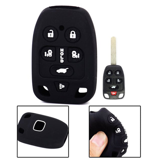 Clicker Silicone Remote Key Cover Black 6 Buttons Fit for Honda Odyssey 11-14