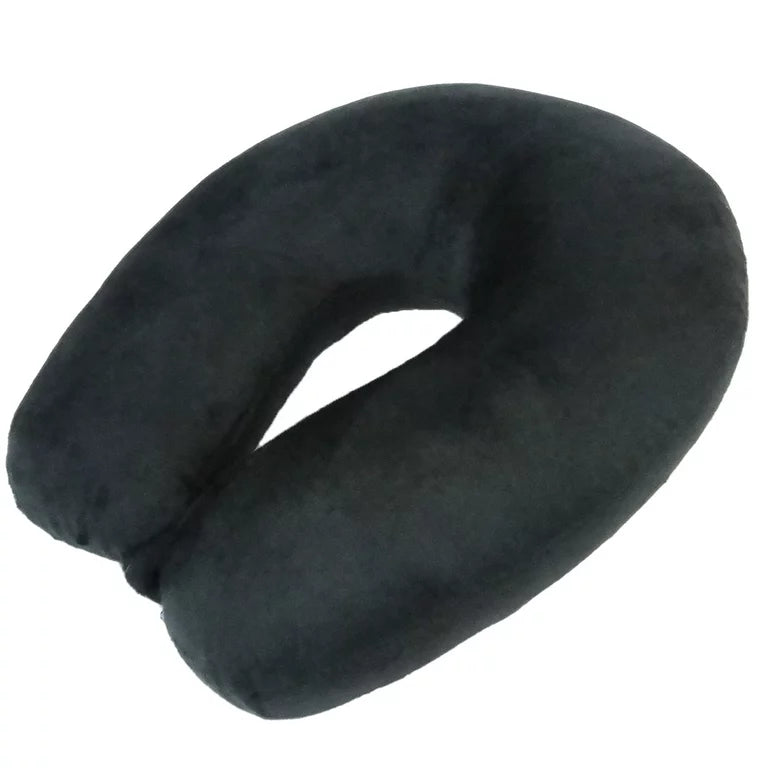 Microfiber Travel Neck Pillow,100% Polyester Fleece Knit, Black, One Size