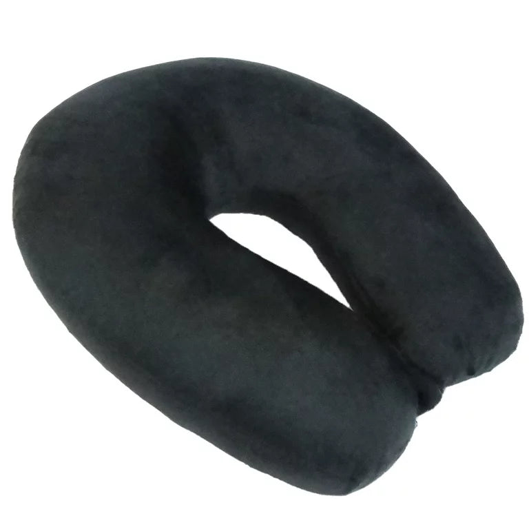 Microfiber Travel Neck Pillow,100% Polyester Fleece Knit, Black, One Size