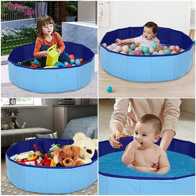 Collapsible Kiddie Pool Hard Plastic Dog Pool - 32" Ball Pit for Kids Foldable Swimming Pool Tub Durable Pool for Puppy, Toddler Outdoor Water Game for Backyard, Round