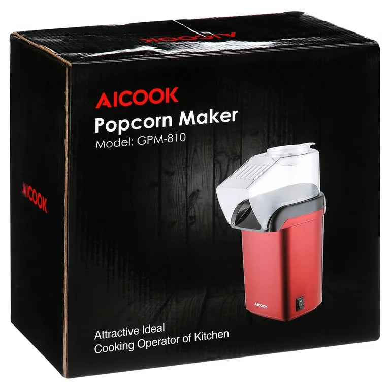 Retro Hot Air Popcorn Maker, 1200W, Oil&BPA Free, Red