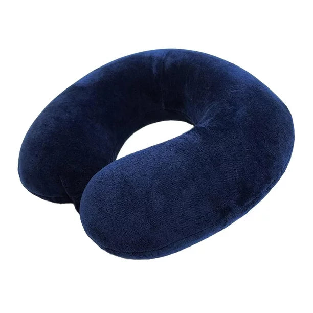 Memory Foam Neck Pillow, 100% Polyester Fleece Knit, Navy, One Size