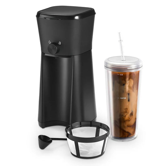 Iced Coffee Maker with 20 fl oz Reusable Tumbler and Filter, Black