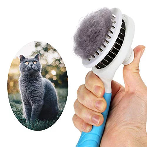Cat Grooming Brush, Self Cleaning Slicker Brushes for Dogs Cats Pet Grooming Brush Tool Gently Removes Loose Undercoat, Mats Tangled Hair Slicker Brush for Pet Massage-Self Cleaning