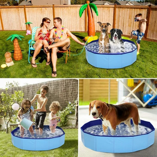 Collapsible Kiddie Pool Hard Plastic Dog Pool - 32" Ball Pit for Kids Foldable Swimming Pool Tub Durable Pool for Puppy, Toddler Outdoor Water Game for Backyard, Round