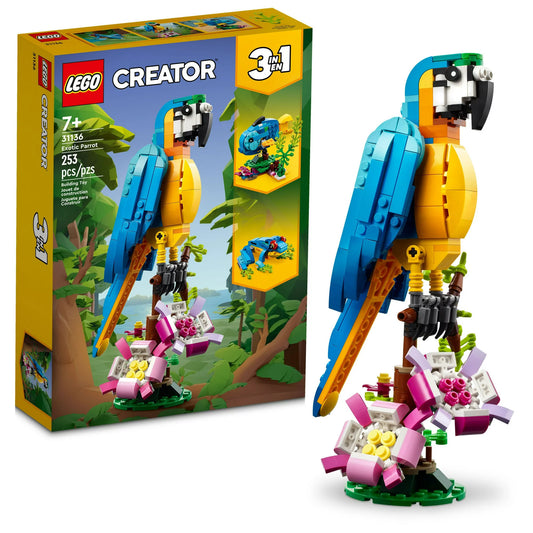 Creator 3 in 1 Exotic Parrot to Frog to Fish 31136 Animal Figures Building Toy, Creative Toys for Kids ages 7 and Up