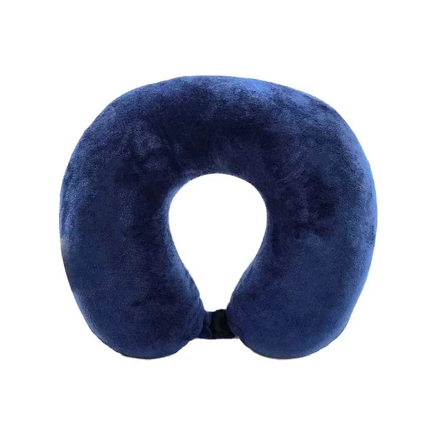 Memory Foam Neck Pillow, 100% Polyester Fleece Knit, Navy, One Size